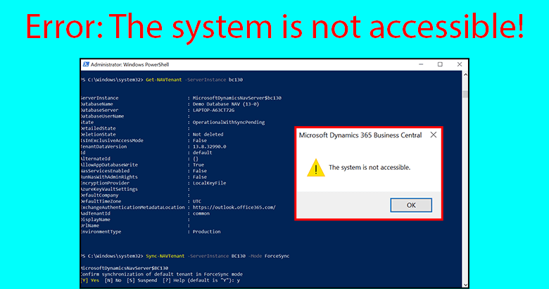 Solution for The Error The system is not accessible Dynamics NAV Business Central