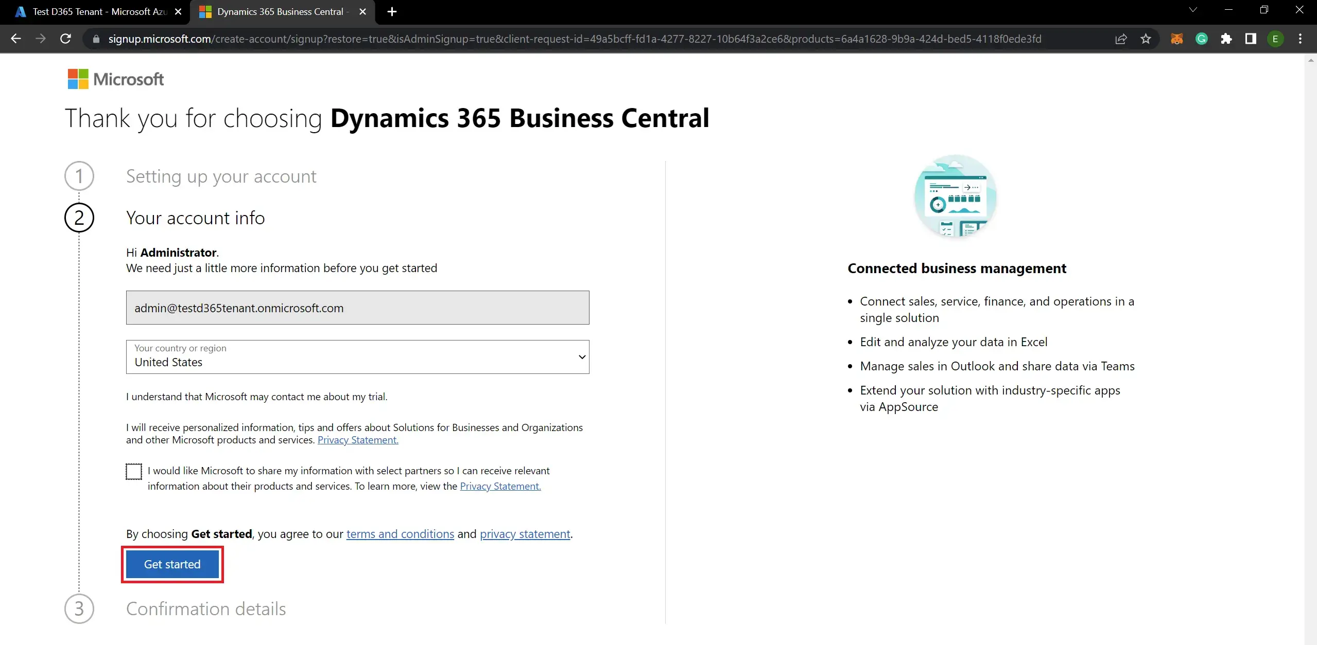 Get Start Dynamics D365 BC trail account