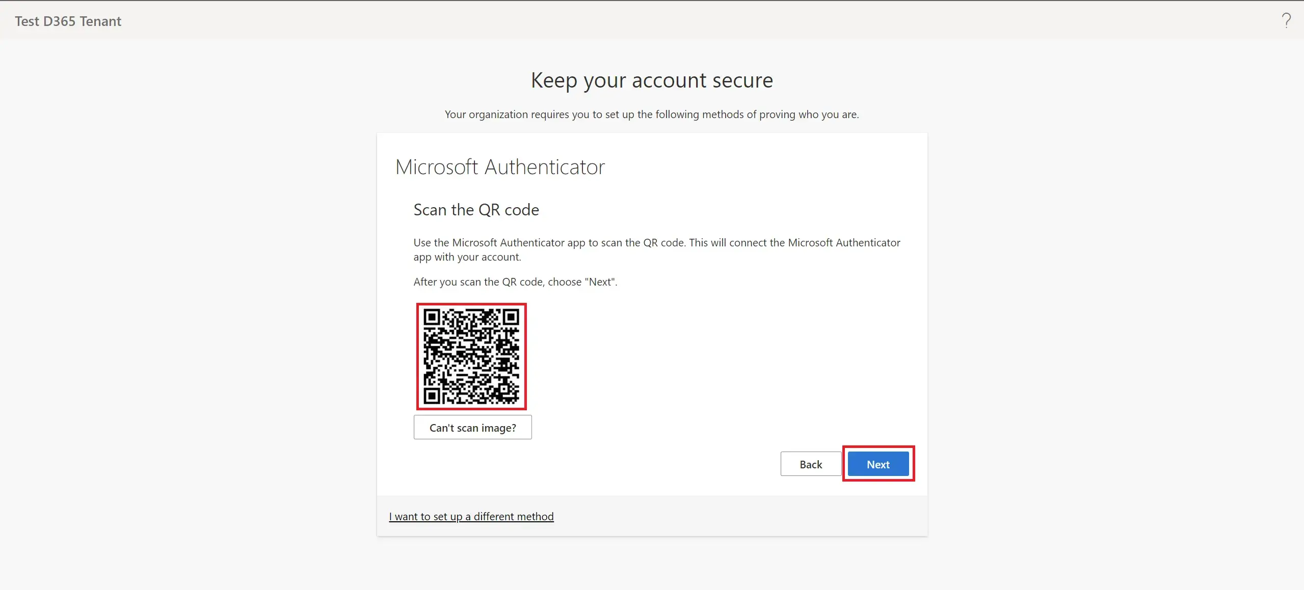 How to scan QR using Microsoft Authenticator app to authenticate Dynamics D365 Business Central trail account