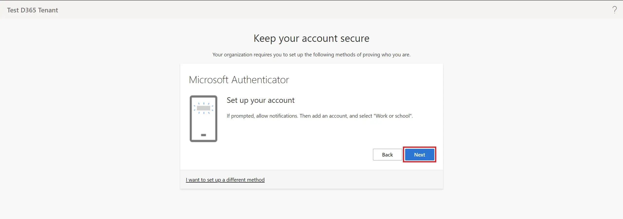 Microsoft Authenticator Dynamics D365 Business Central trail account