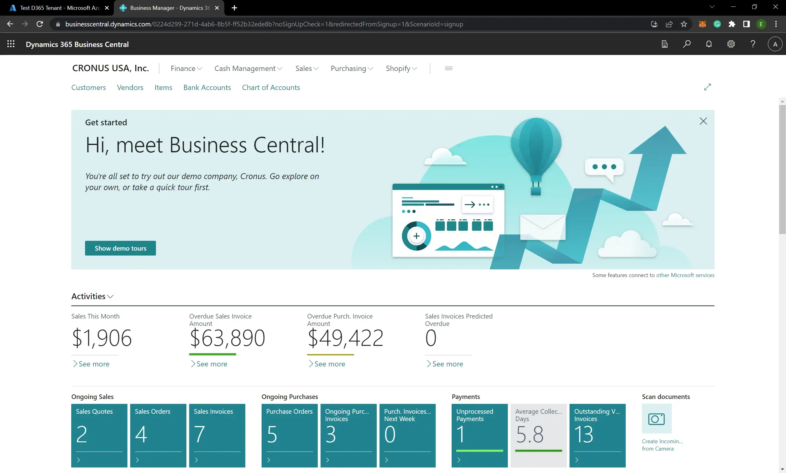 Microsoft Dynamics D365 Business Central trail version