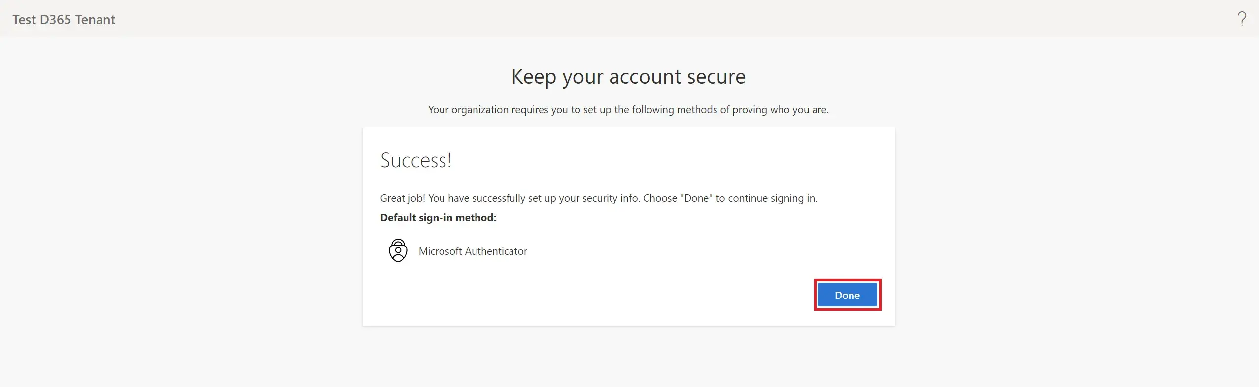 Scuccess Auth Dynamics D365 Business Central trail account