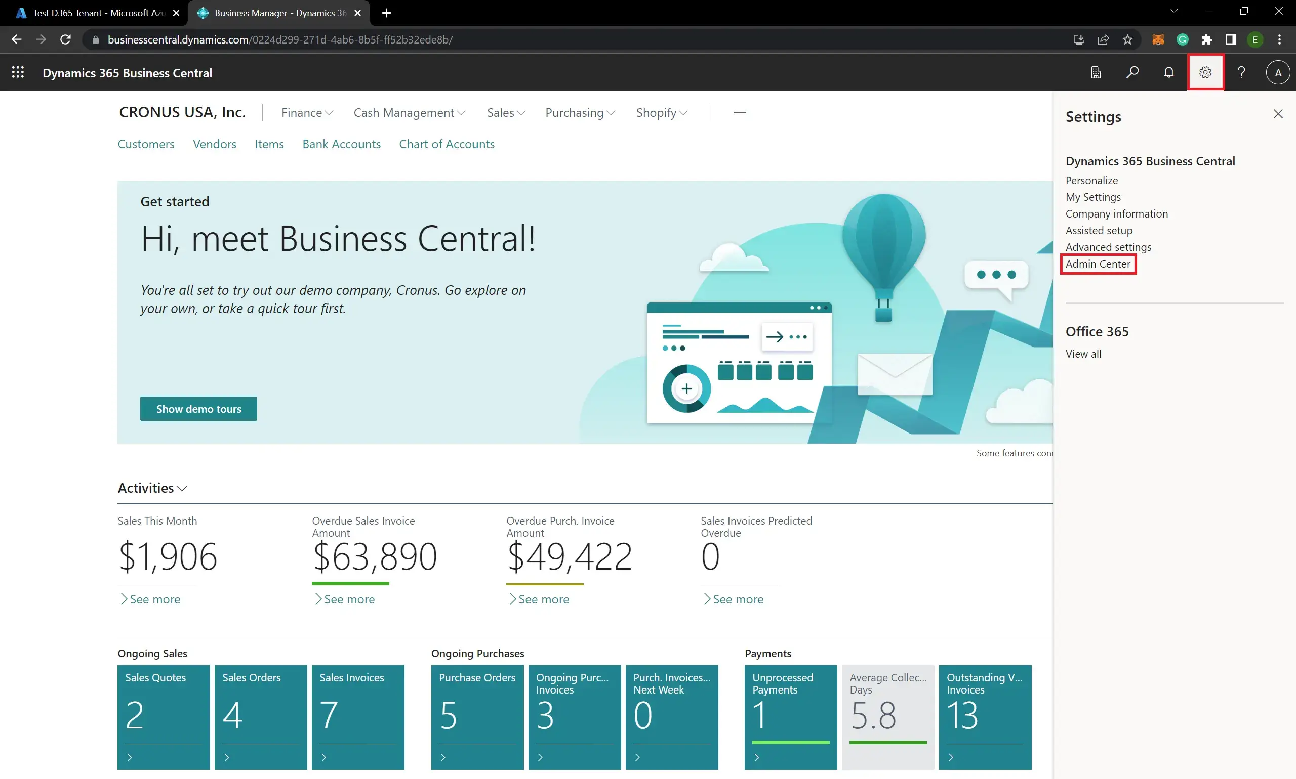 How to create sandbox environment D365 Business Central tenant