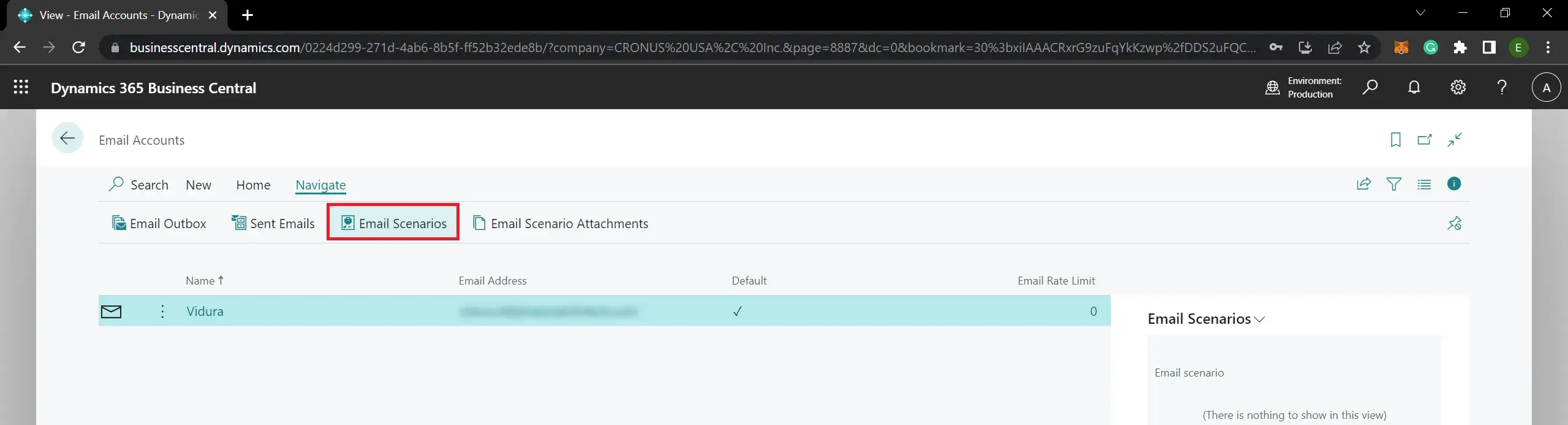 How to assign email scenarios for the email account Dynamics 365 Business Central