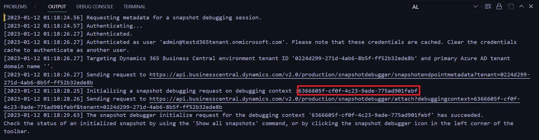 Initialize snapshot debugging with new session id Business Central - AL